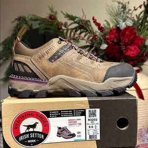 Red Wing Irish Setter Women's Brown & Pink Oxford Safety Toe Work Shoe